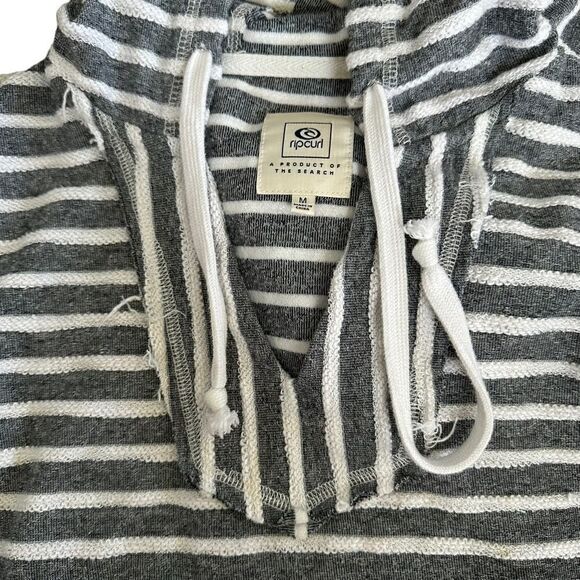 Rip curl ~ Lightweight Grey/Off white striped pull over hoodie ~ size Medium - Picture 4 of 12